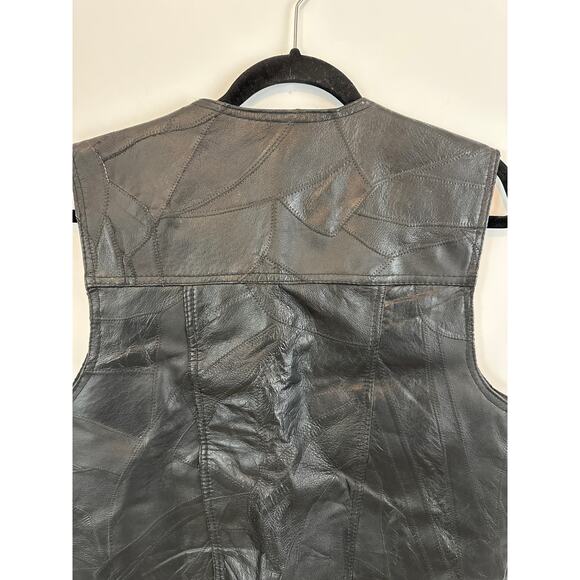 Giovanni Navarre Leather Company Italian Stone Design Black Leather Vest XXL - Picture 7 of 10